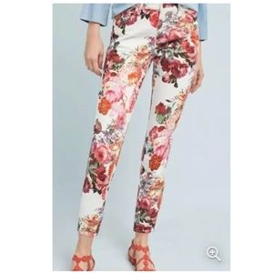 Anthropologie Pilcro Red on White Floral Jeans size 26